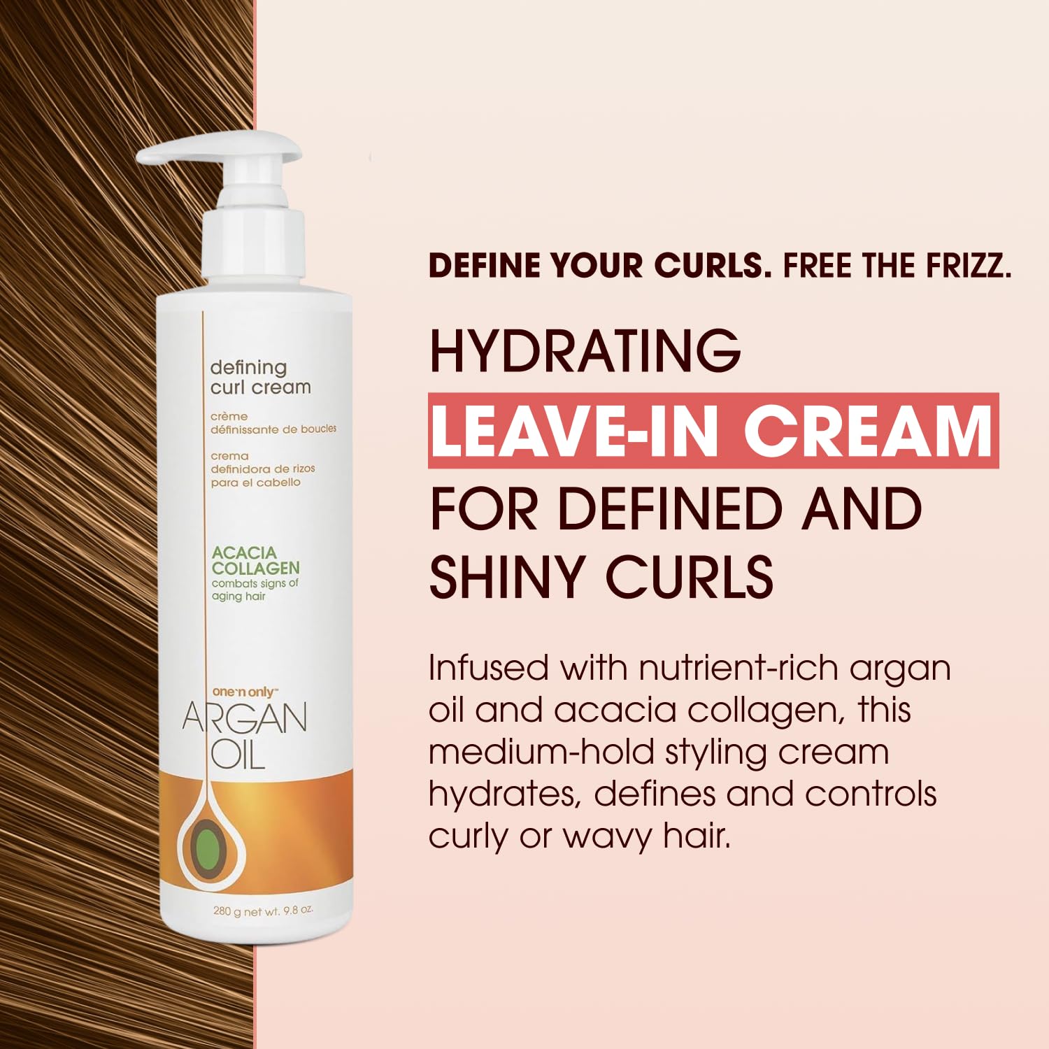 One 'N Only Crème Définissante Pour Boucles, texture légère et hydratation sans résidu.