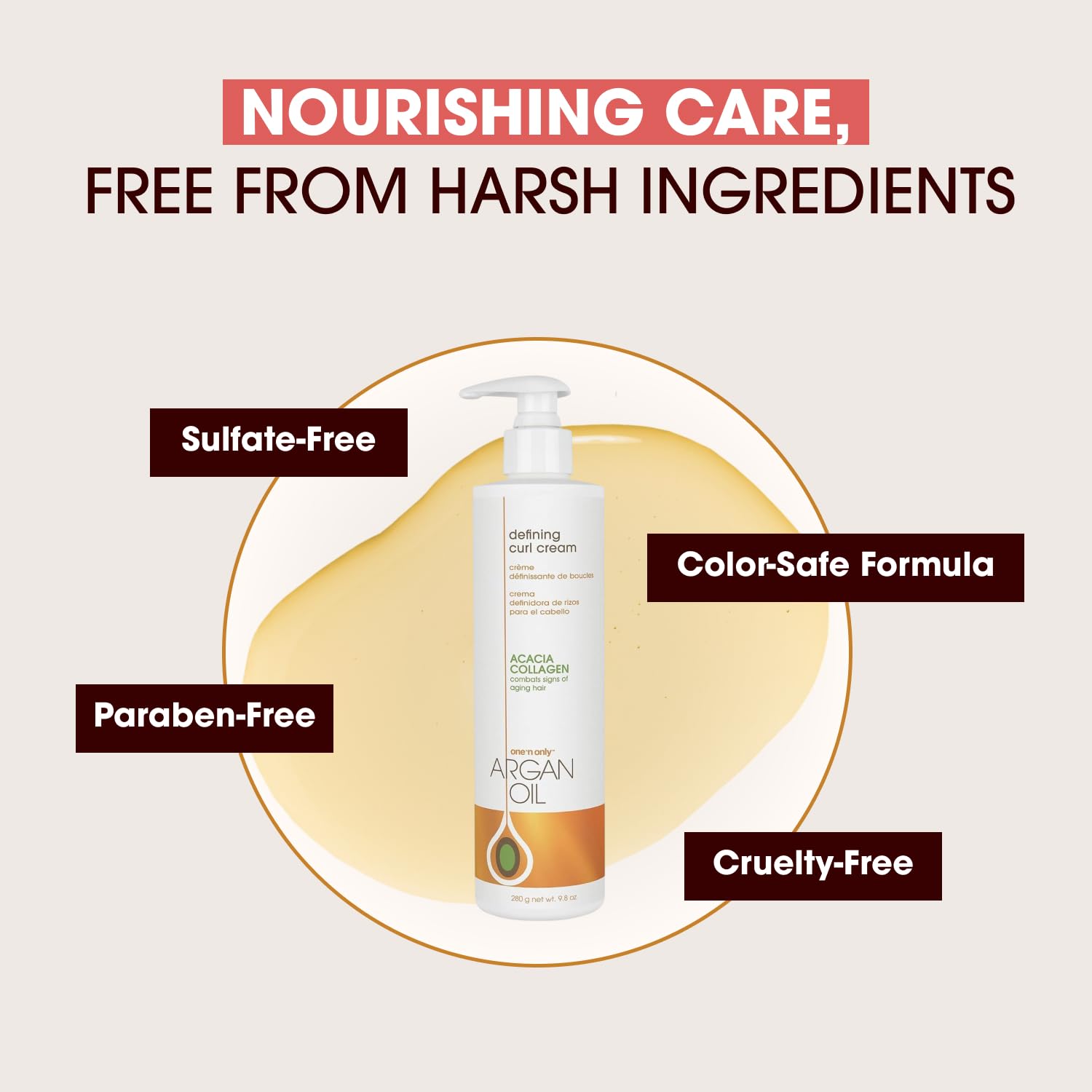One 'N Only Crème Définissante Pour Boucles, sans sulfates et sans colorants.