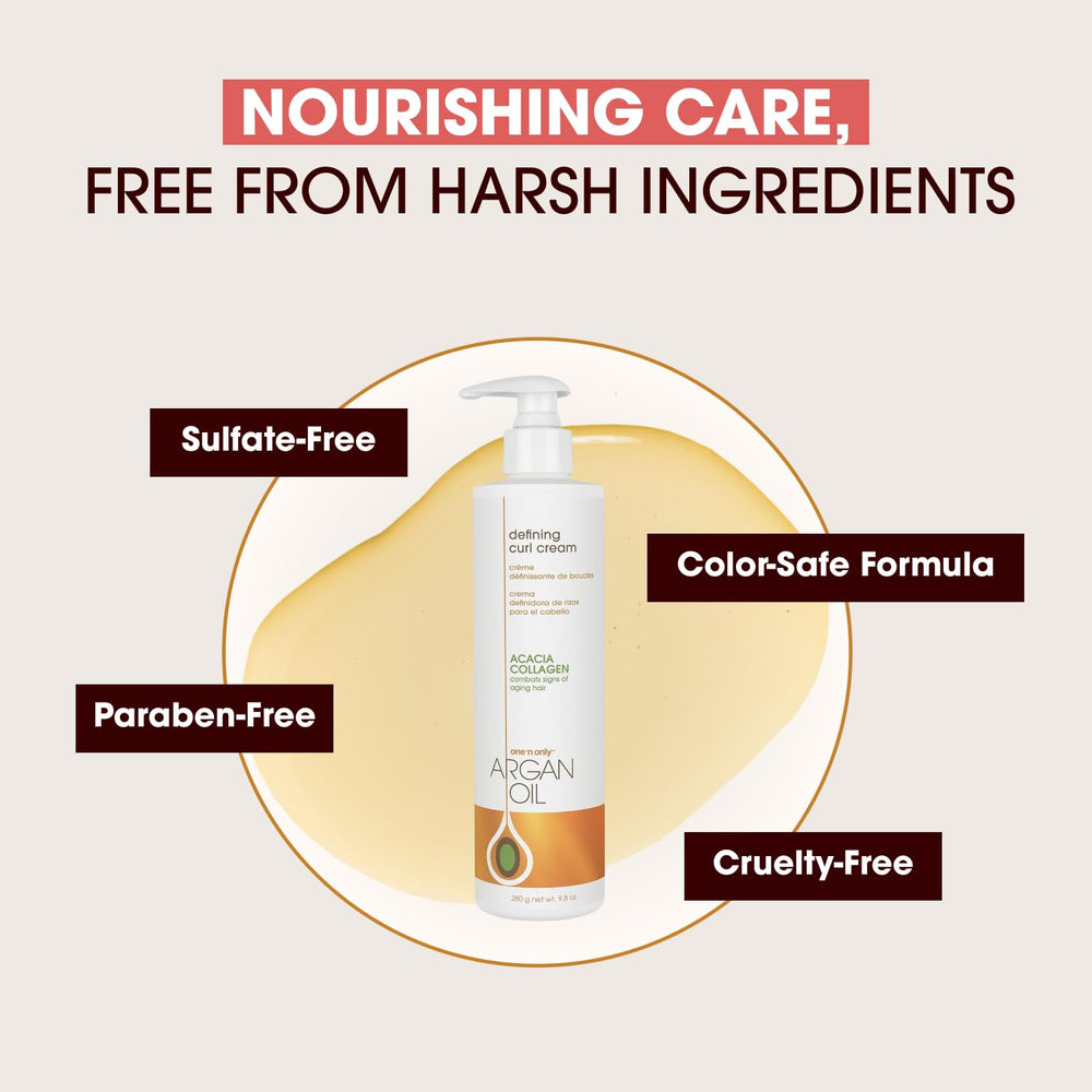 One 'N Only Crème Définissante Pour Boucles, sans sulfates et sans colorants.