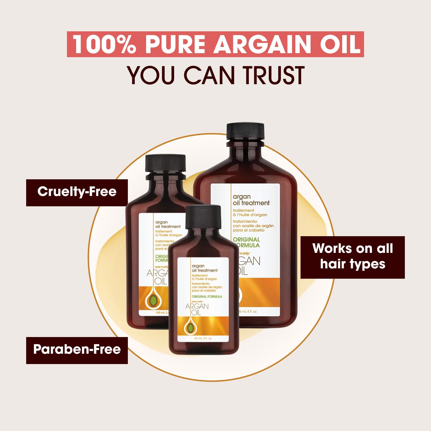 One 'N Only Huile d’Argan — protège contre la chaleur des outils.