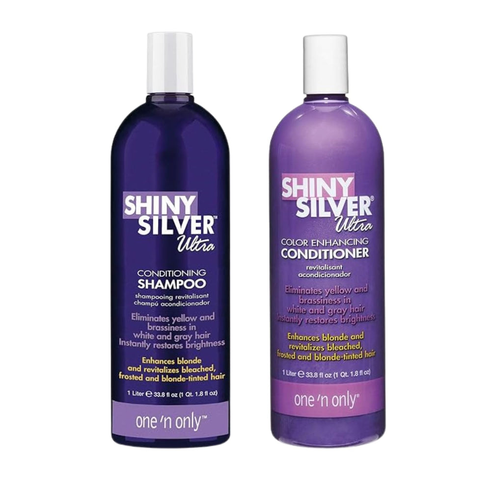 Shampooing violet argenté One 'N Only – bouteille neutralisant les reflets jaunes.