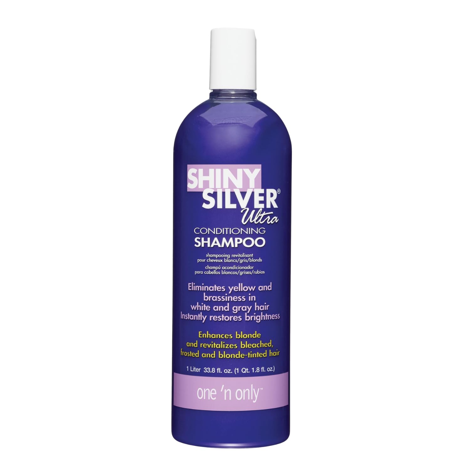 One 'N Only Shiny Silver Purple Shampoo, flacon-pour, soin tonifiant violet pour cheveux blonds