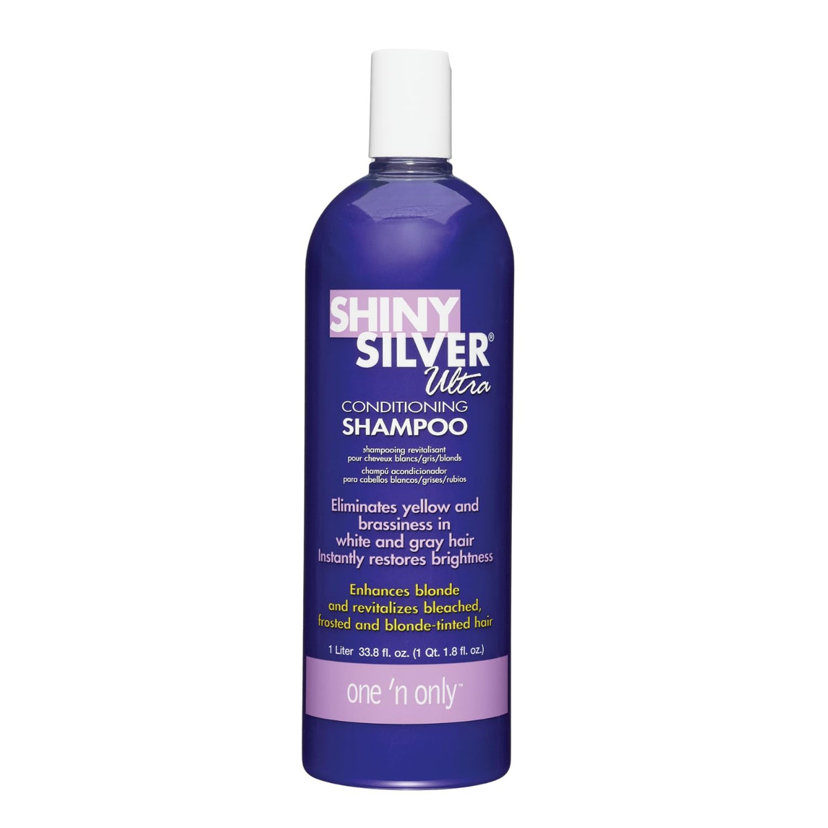 One 'N Only Shiny Silver Purple Shampoo, flacon-pour, soin tonifiant violet pour cheveux blonds
