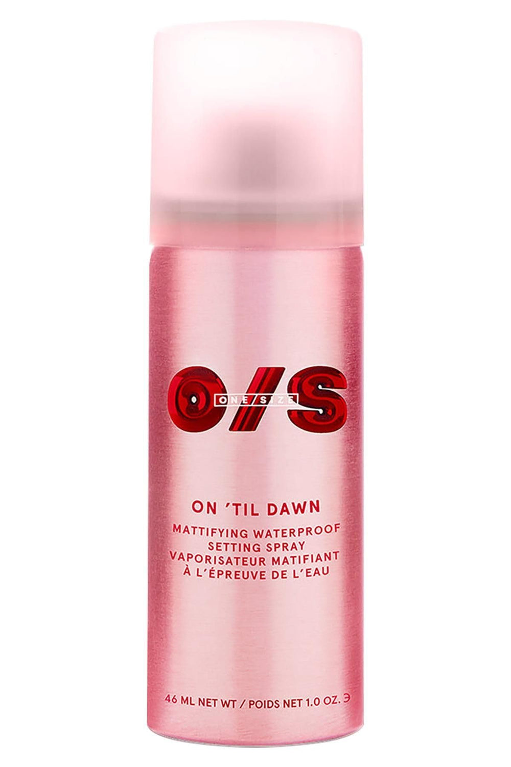 One Size On Til Dawn matte setting spray bottle delivers up to 16-hour hold.
