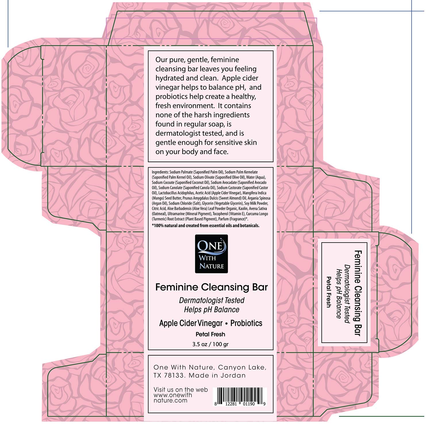 One With Nature Nettoyant Rose Pétales, cadeau idéal pour les soins.