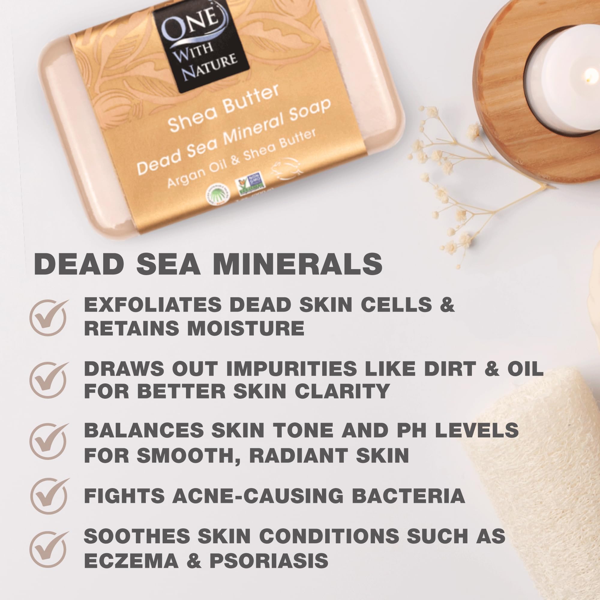 One With Nature exfoliation-douce – minéraux marins ravivent l'éclat de la peau