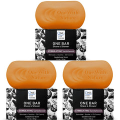 One With Nature barre santal stimulant — aperçu pour visage et corps.