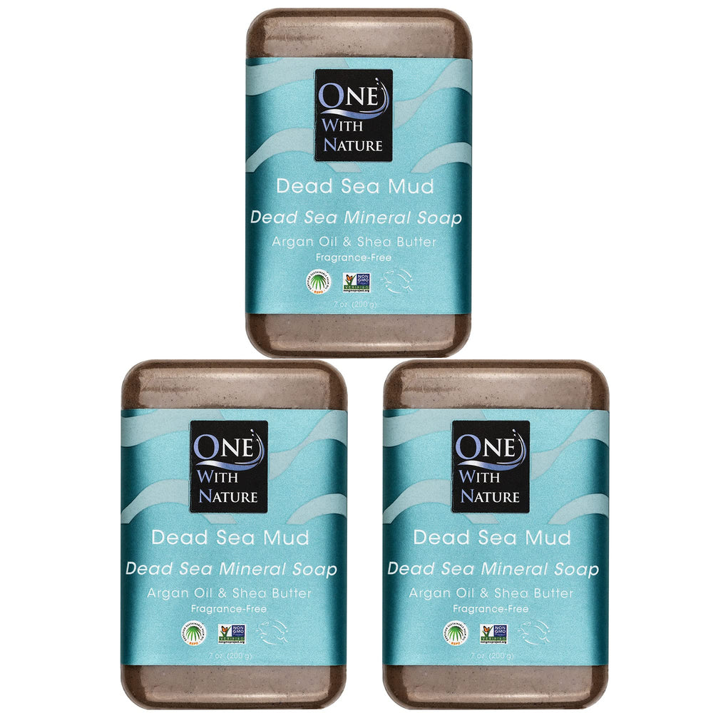 One With Nature Savon Boue Mer Morte: exfolie en douceur et revitalise la peau.