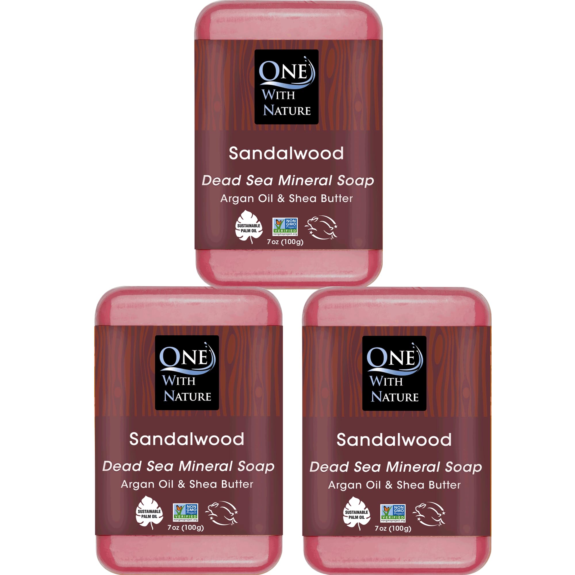 One With Nature savon sel de mer santal – purifiant et exfoliant pour visage et corps