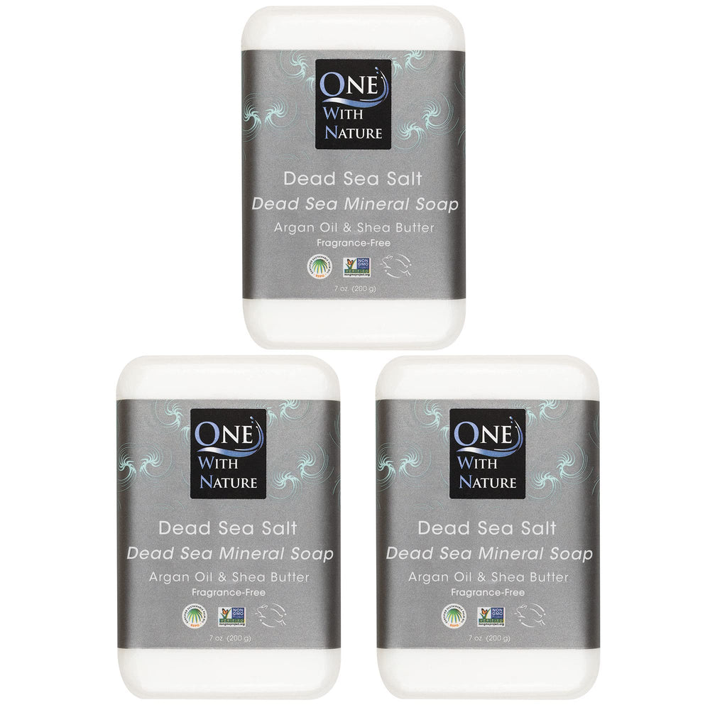 One With Nature savon purifiant pour visage et corps aux sels de Mer Morte, exfoliant doux.