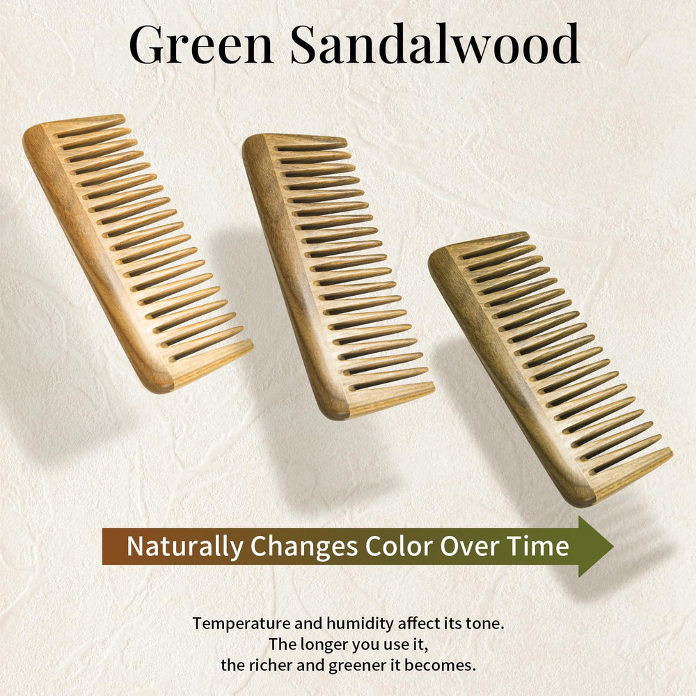 Onedor peigne cheveux santal vert – design artisanal unique.