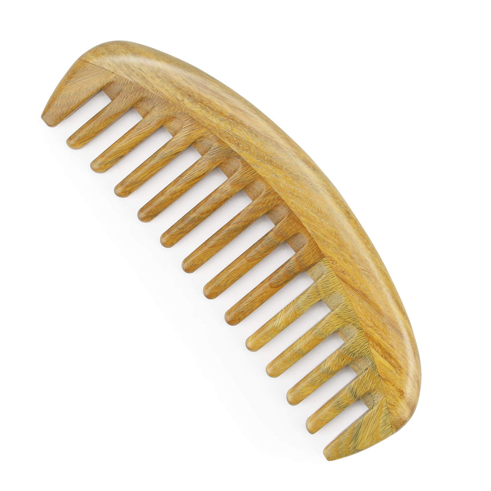 Peigne Onedor santal vert dents larges pour démêler en douceur