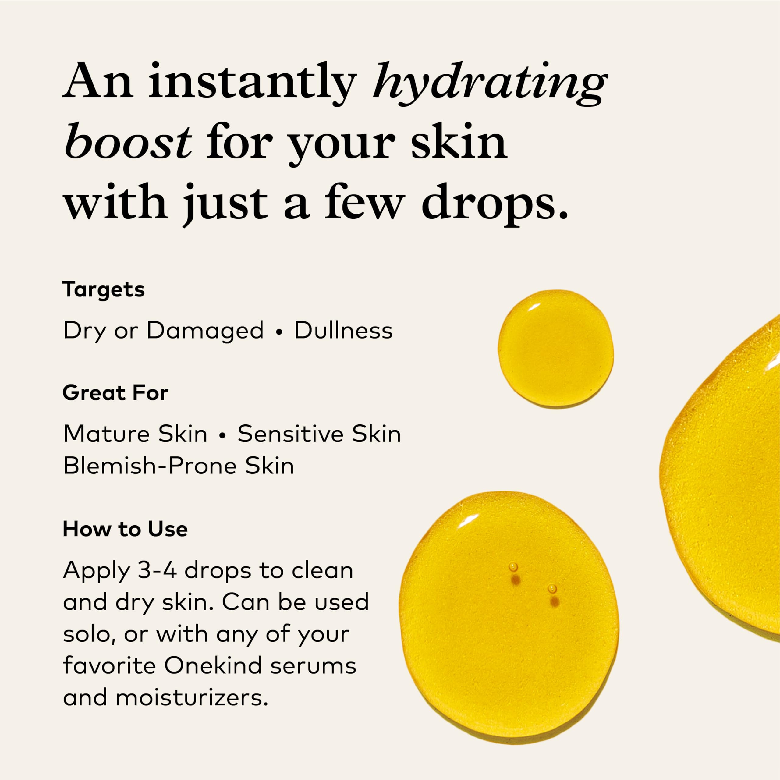 Application d huile visage Onekind Golden State sur peau nette.