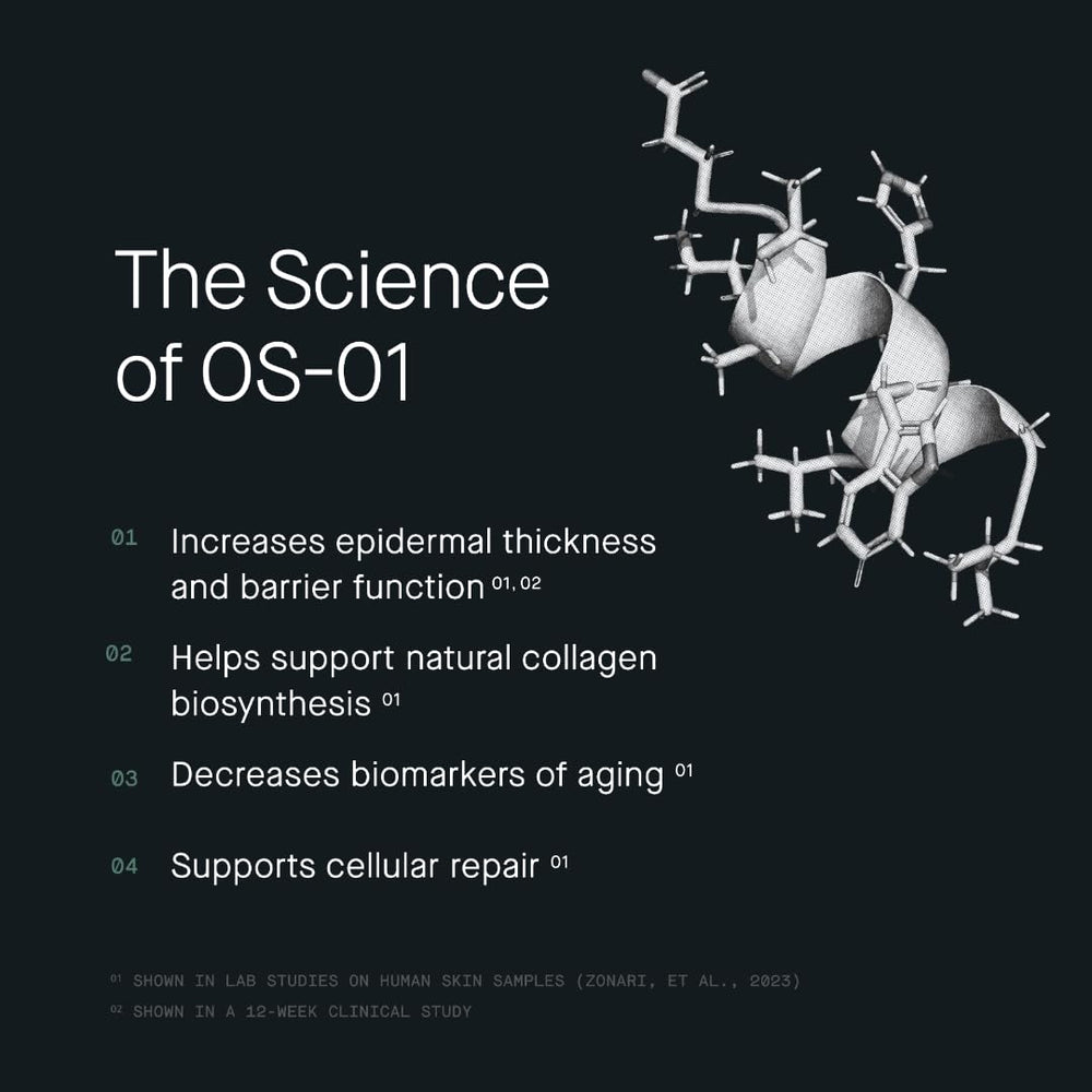 oneskin OS-01 Face emballage net, produit propre et compact.