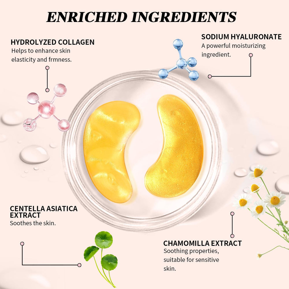 Hydratation profonde avec acide hyaluronique et glycérine, patchs réconfortants.