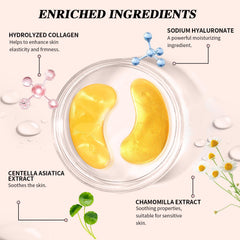 Hydratation profonde avec acide hyaluronique et glycérine, patchs réconfortants.