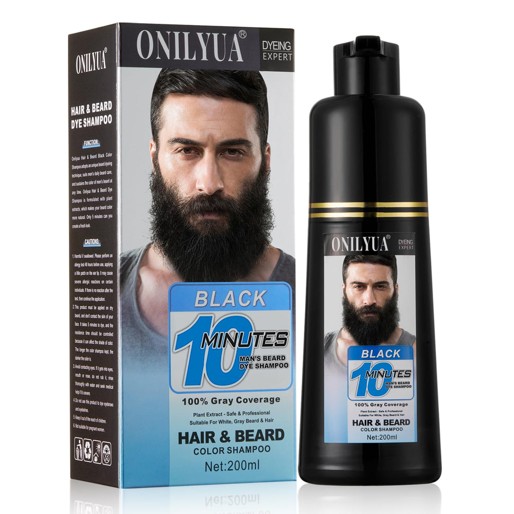 Onilyua Bouteille-shampooing-barbe-noire: teinte durable et application rapide