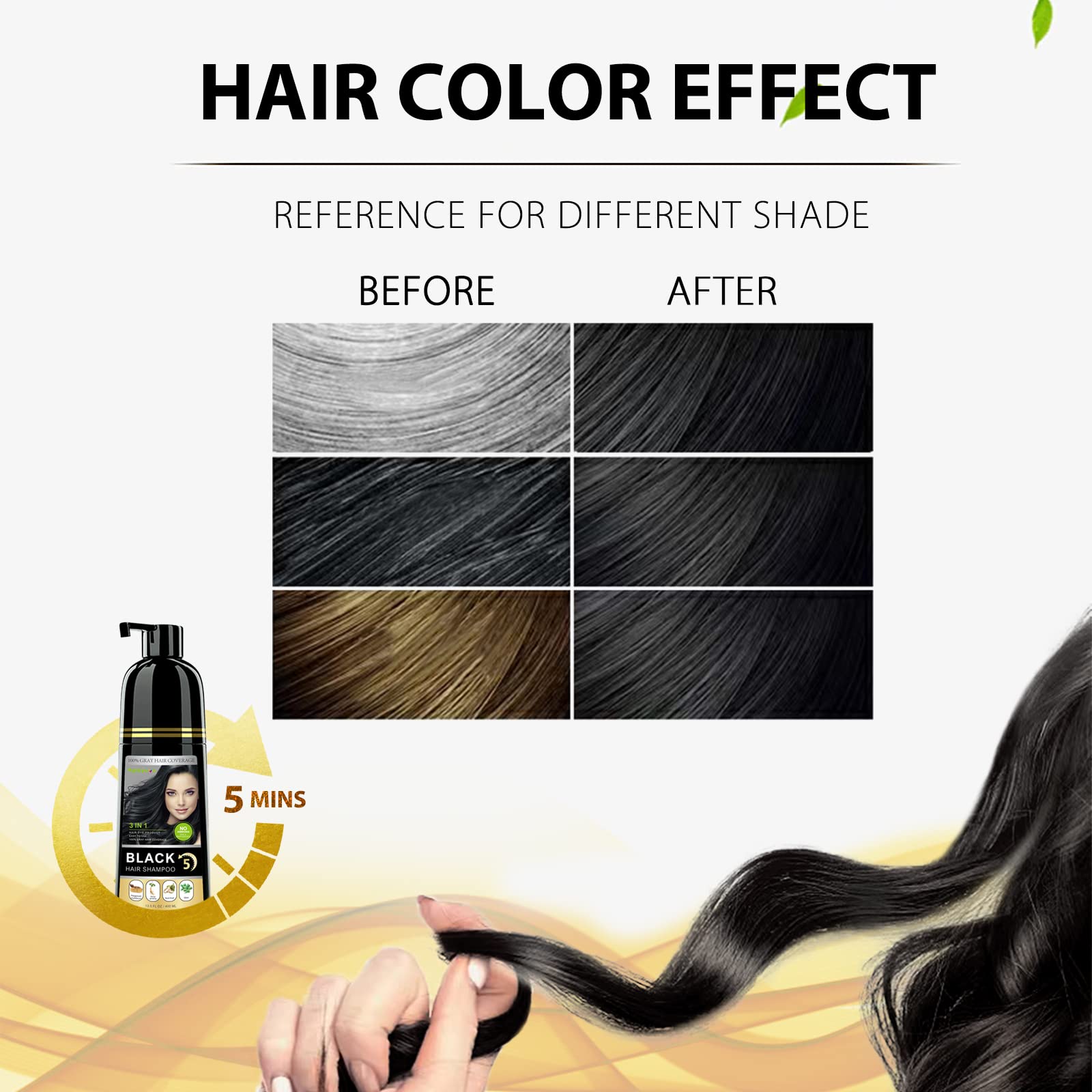 Avant et après l’utilisation du Shampoing Noir Onilyua