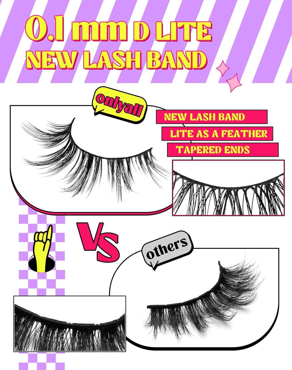 Onlyall bande cils ultra-fine assure une tenue légère et naturelle.