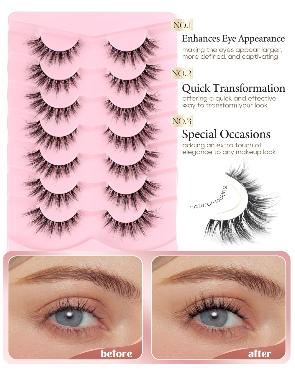 Onlyall cils-faux poids plume offrant un confort longue durée et sensation naturelle.