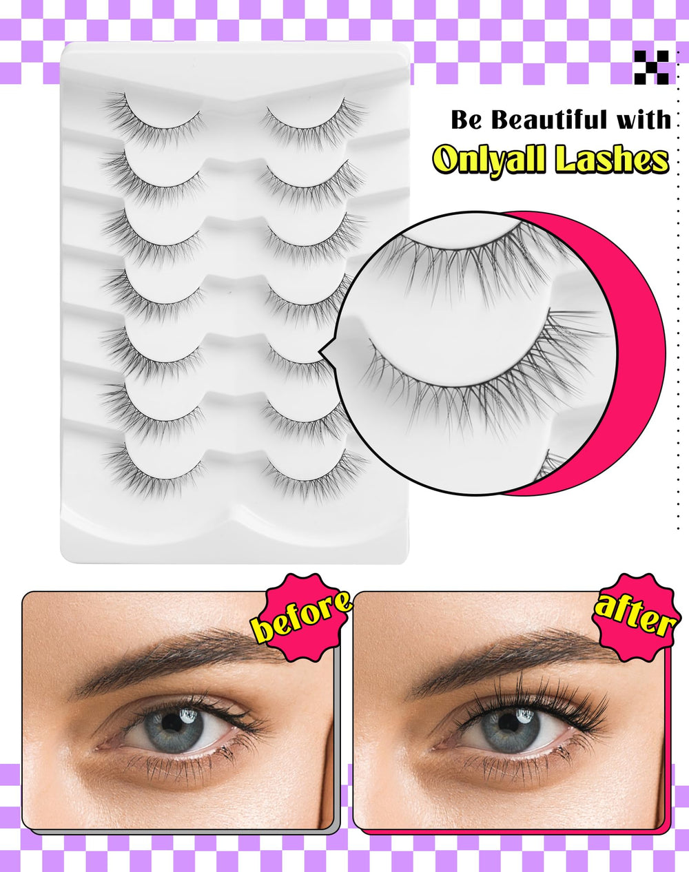 Onlyall cils-naturels application-facile, pose rapide et intuitive.
