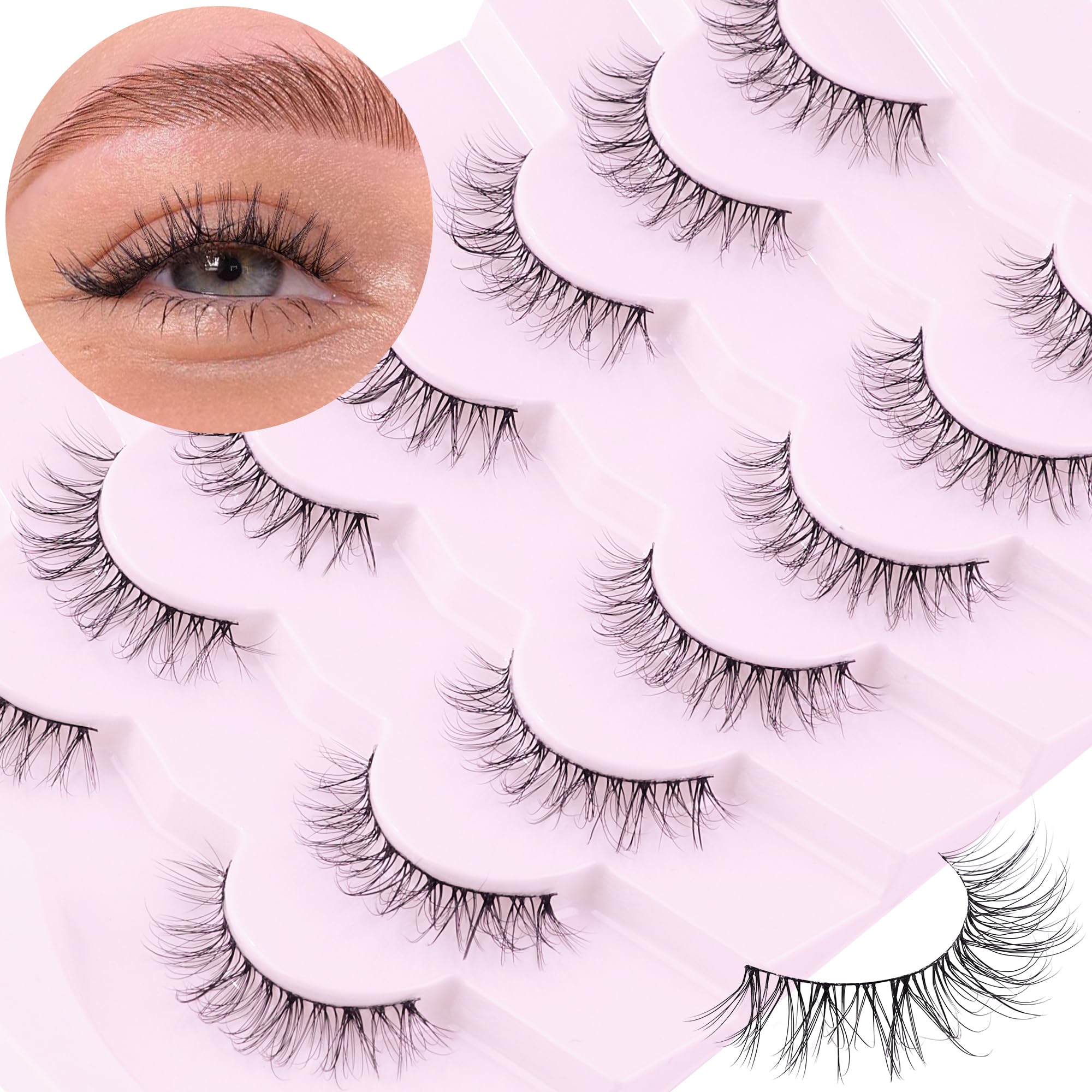 Onlyall Cils naturels avec bande mince pour un regard discret et confortable.