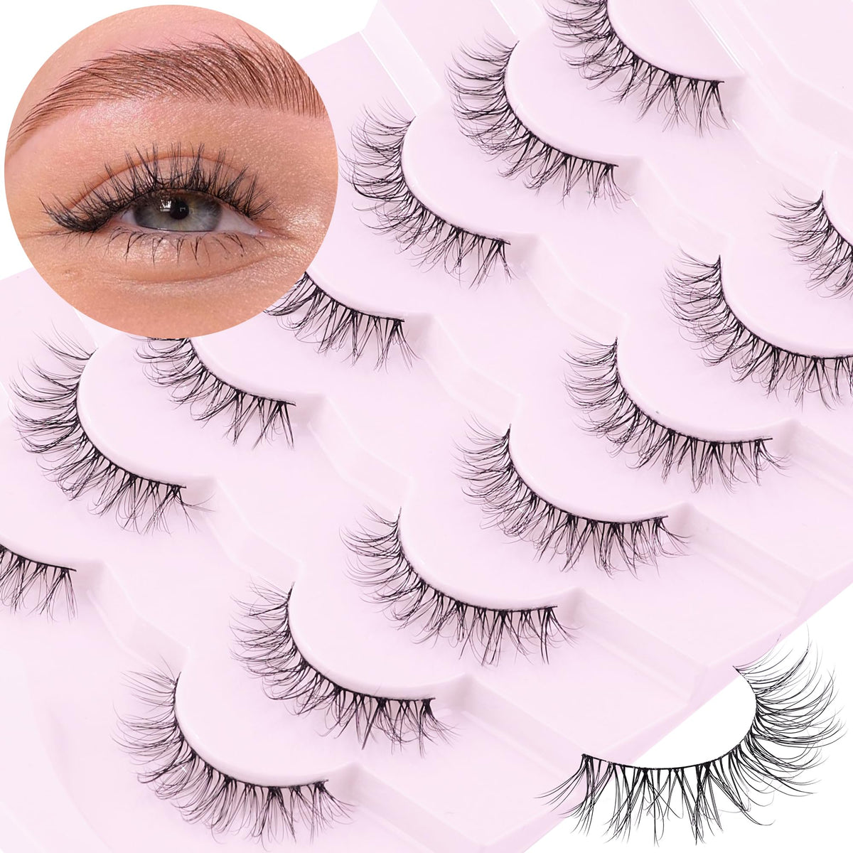 Onlyall Cils naturels avec bande mince pour un regard discret et confortable.