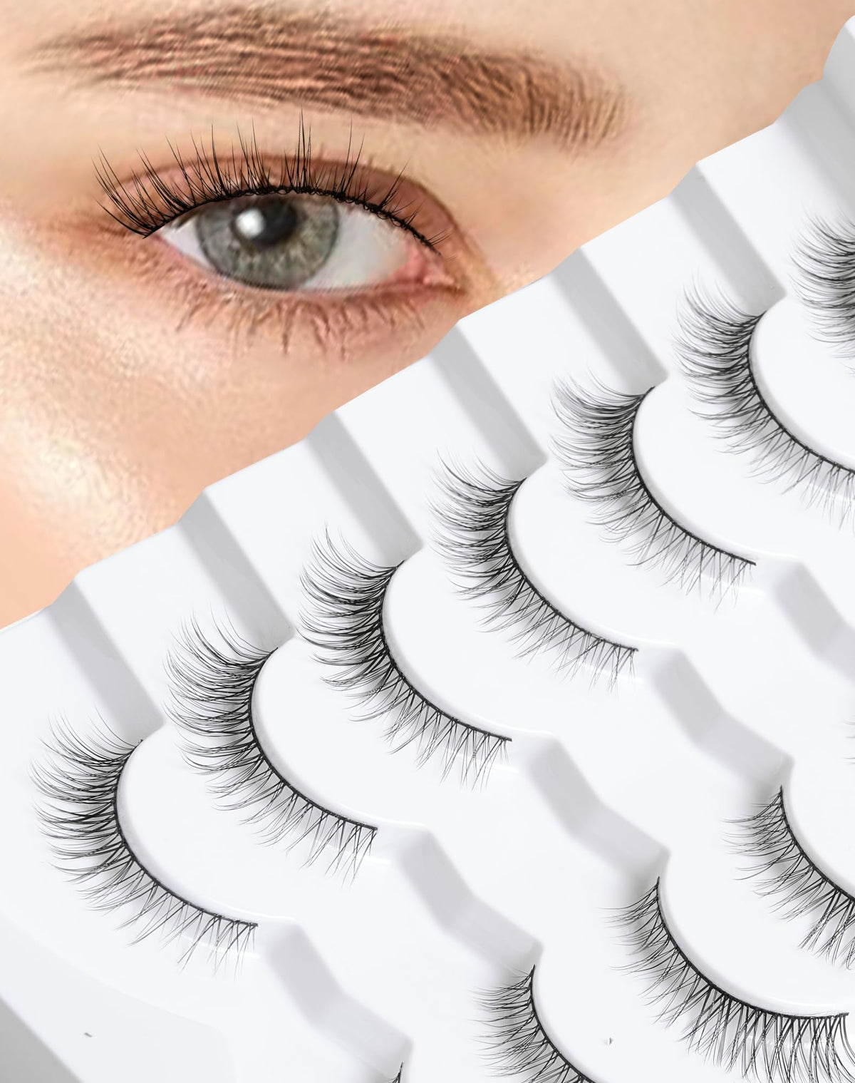 Onlyall cils-naturels wispy bande-mince, regard discret et léger.