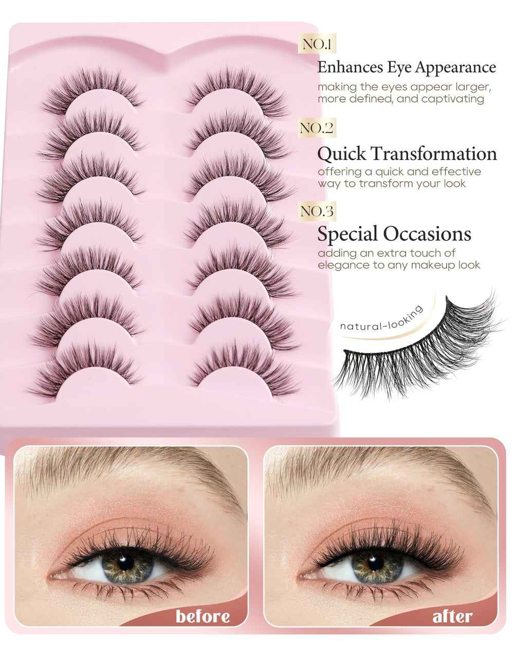 Onlyall Wispy 1 – s’adapte à tous types d’yeux pour une pose facile.