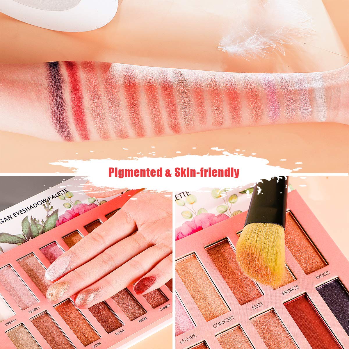 ONLYBETTER vegan nude palette easy-to-blend textures for smooth transitions.