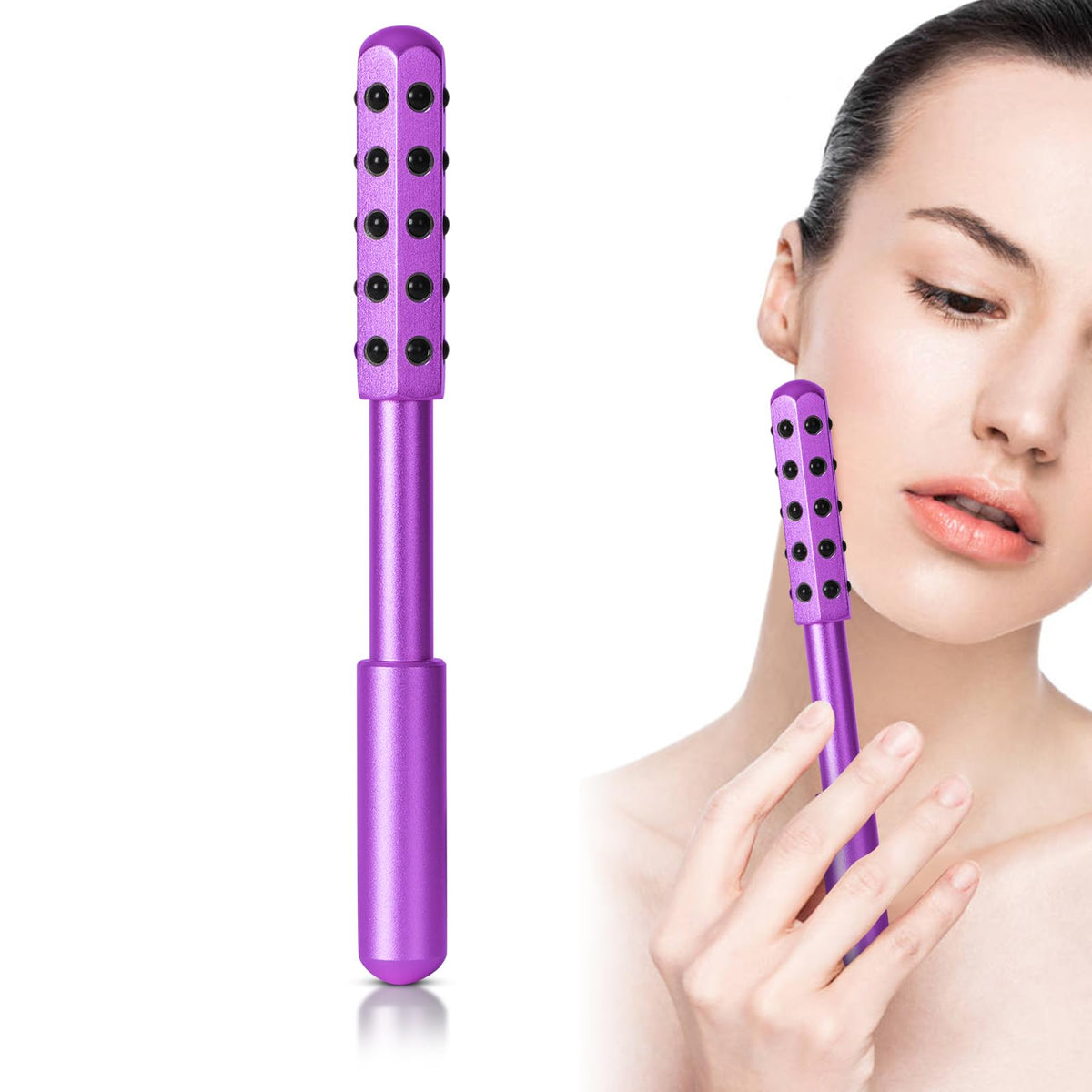 ONLYSKY BEAUTY Roller visage, 30 pierres germanium, favorise circulation et détente du visage.