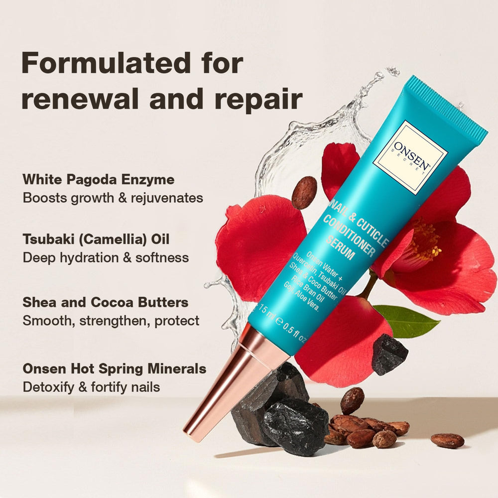 Eau minérale thermale Onsen Secret enrichissant les ongles et la fibre des cuticules.