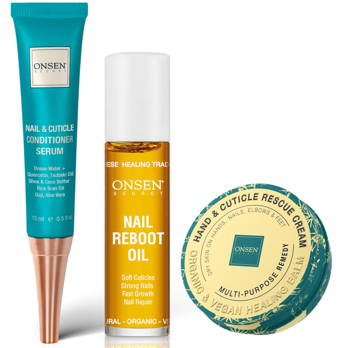Sérum-conditionneur Onsen Secret pour renforcer ongles et hydrater cuticules.