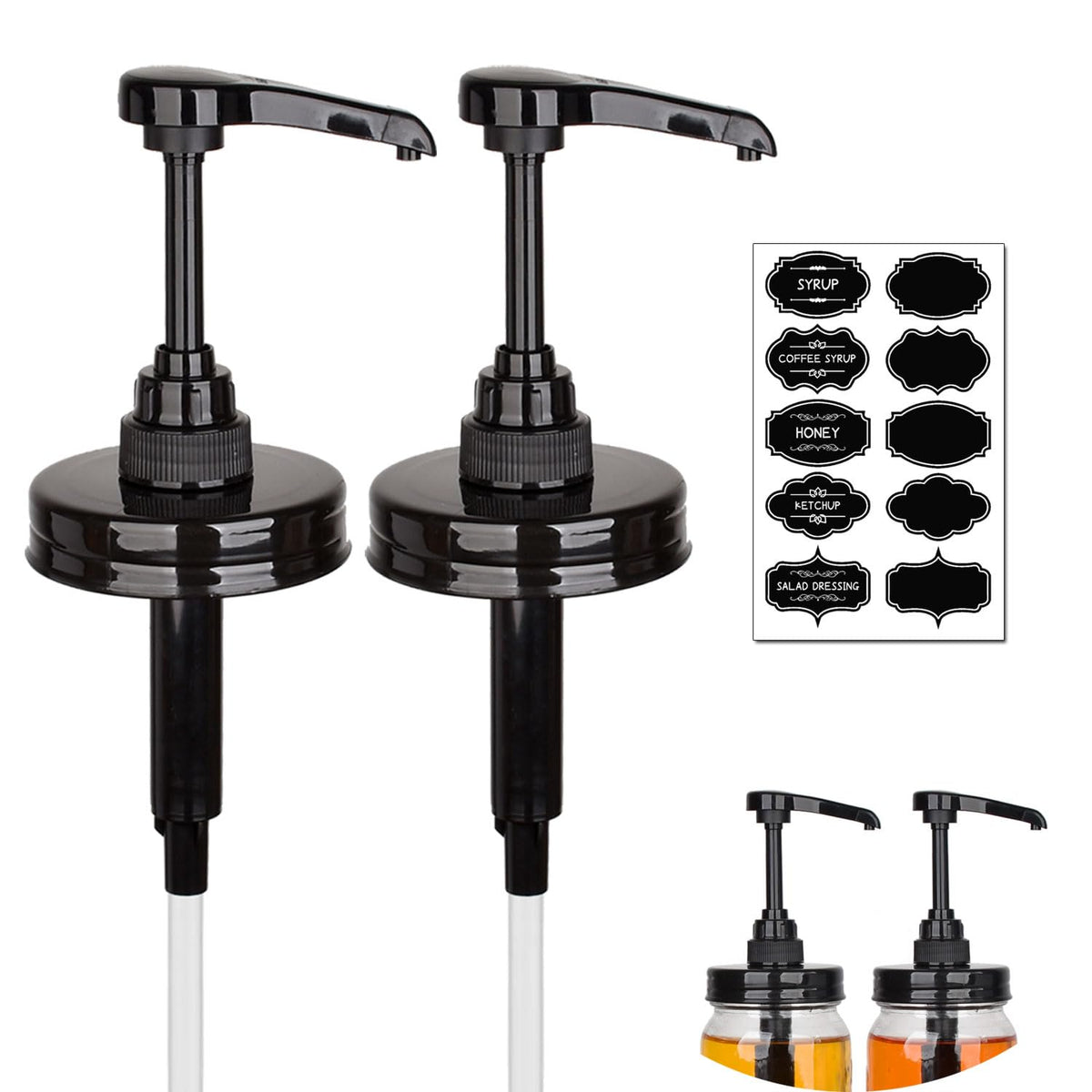 Bouchon-pompe Onsogi pour bocal Mason à bouche régulière, noir, pratique et hygiénique.