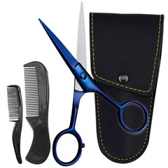 Ciseaux Ontaki visage 5 pouces bleu minuit, coupe précise pour barbe et moustache.