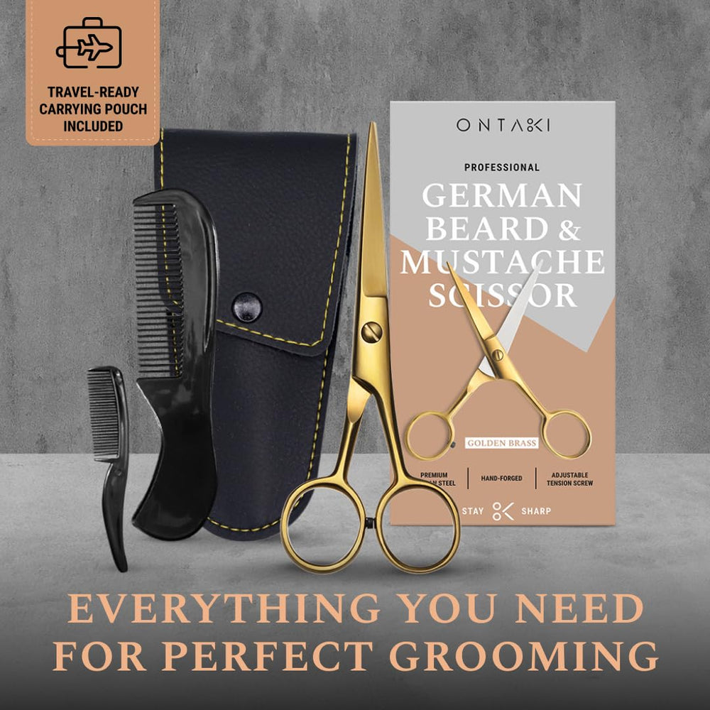 Ontaki peigne barbe moustache doré démêle et discipline les poils avec douceur.