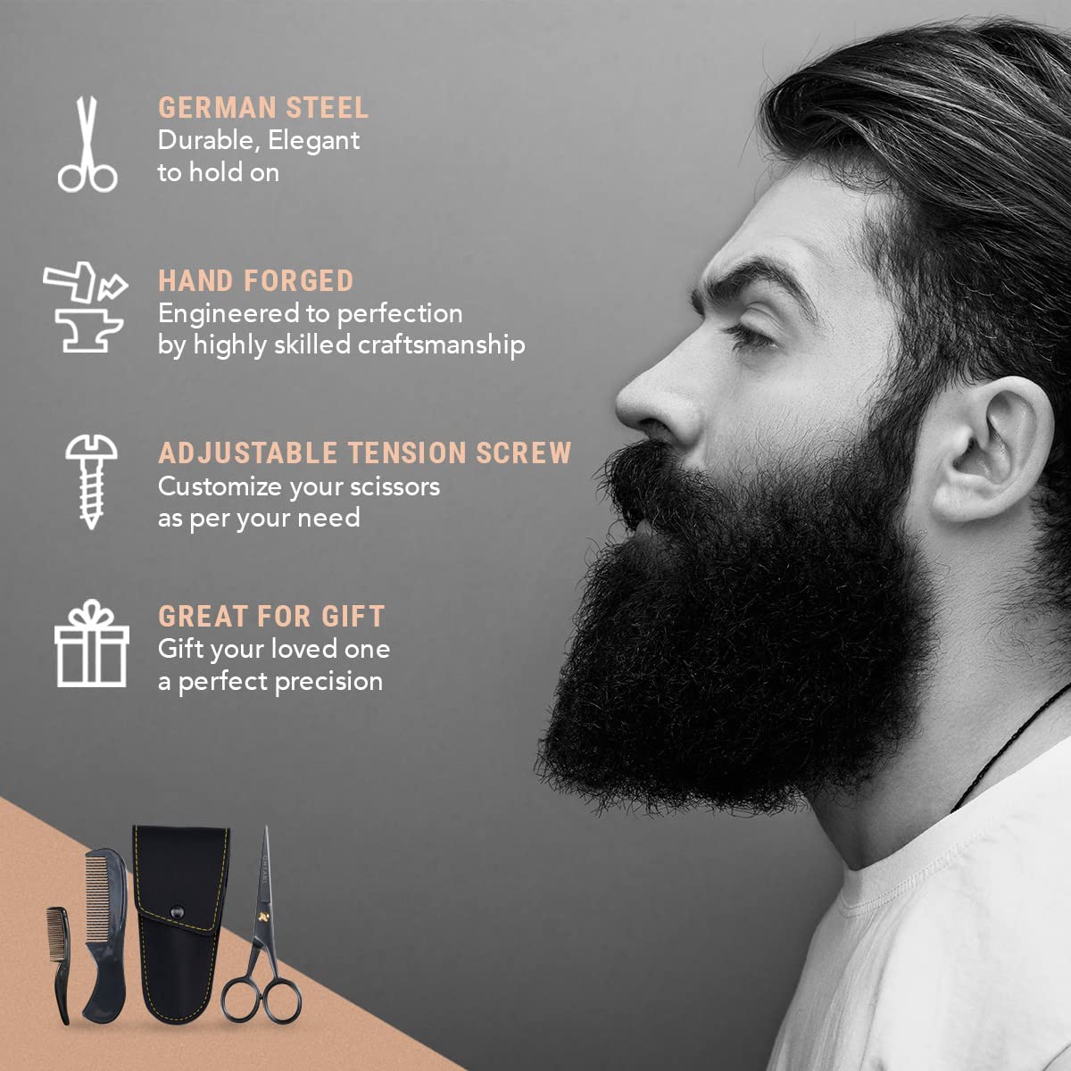 Ontaki peigne moustache ergonomique pour démêlage en douceur.