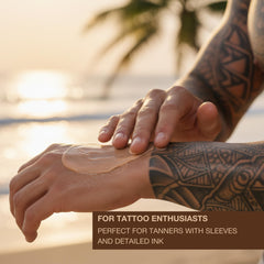 Onyx lotion bronzage sécurisé tatouages – hydratation profonde pour peau souple.