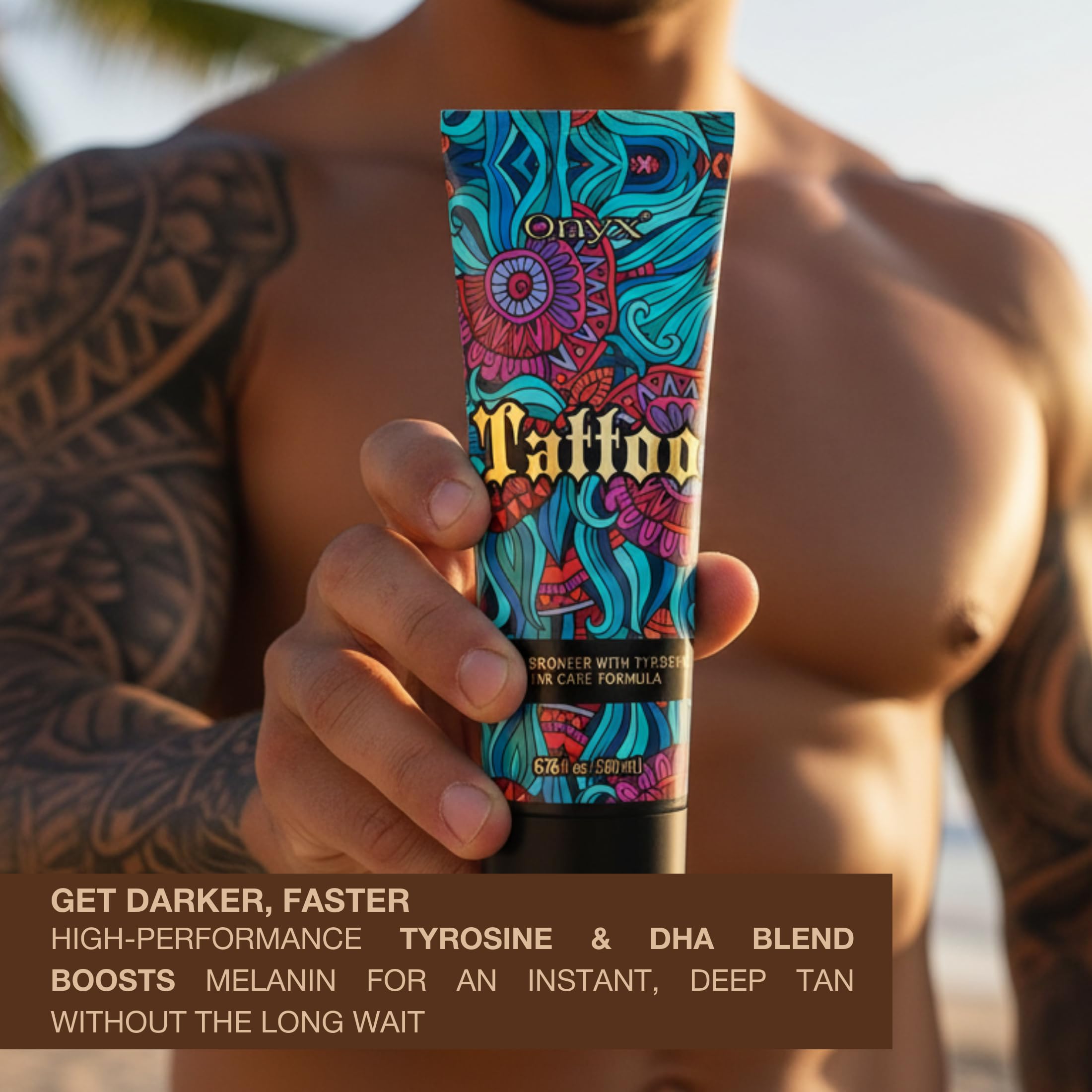 Onyx lotion bronzage sécurisé tatouages – couleur et contraste des tatouages améliorés.