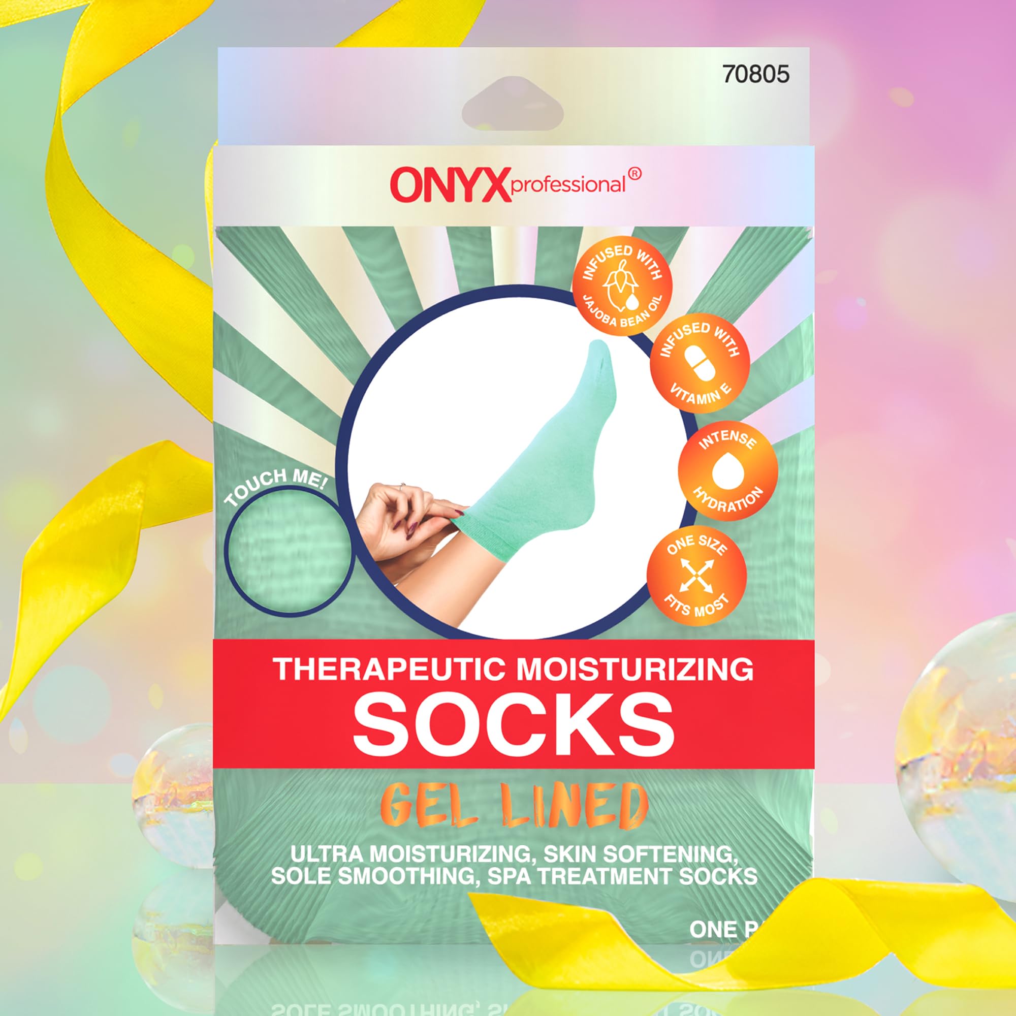 Chaussettes gel hydratantes Onyx Professional pour pieds, douceur et hydratation à domicile.
