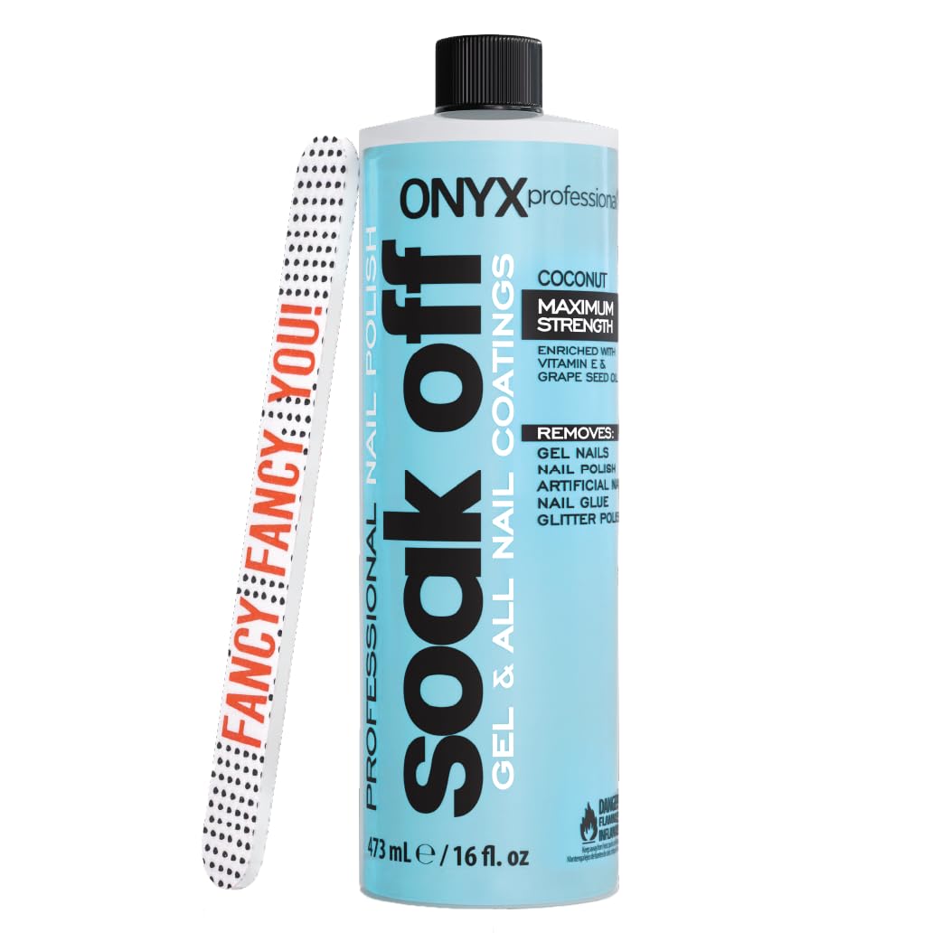 Onyx Professional coconut-scented remover bottle for fast polish removal