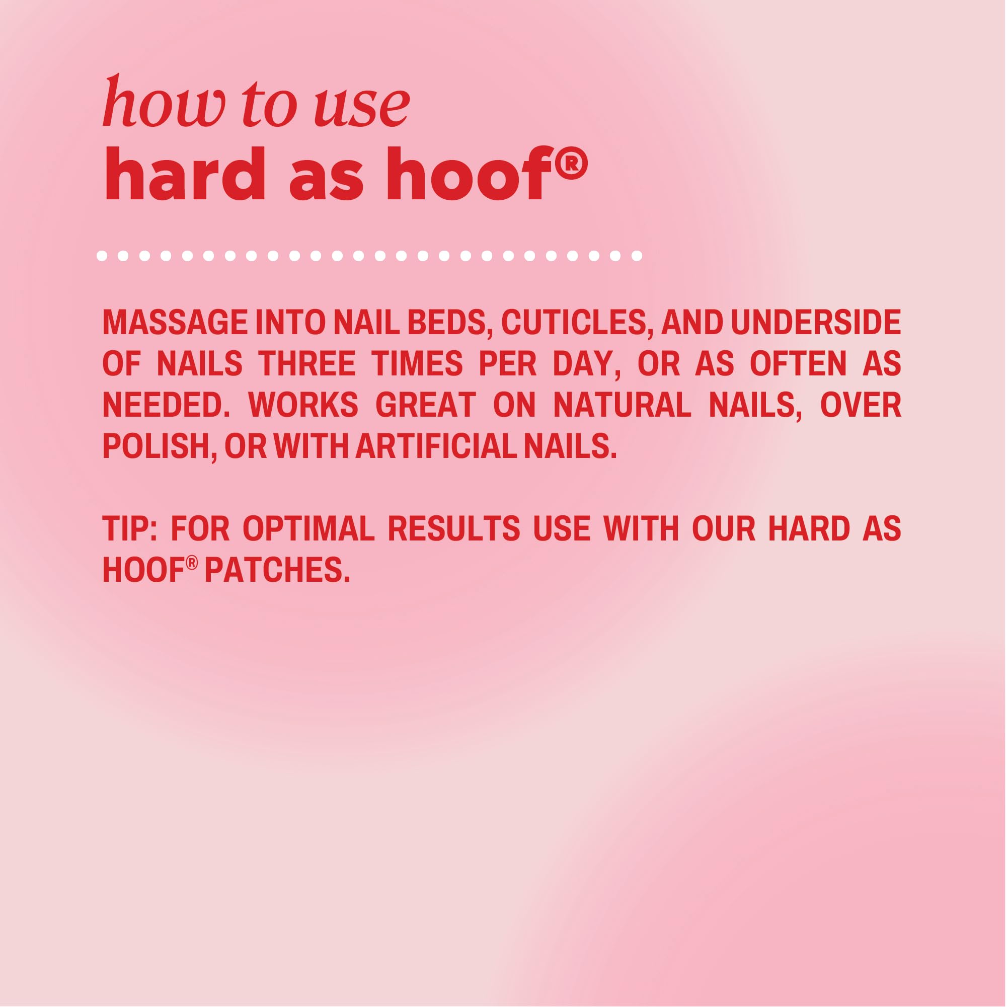 Mode d’emploi clair pour Onyx Hard as Hoof parfum coco.
