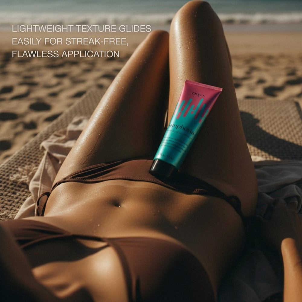 Onyx Sunphoria: texture adaptée à tout type de séance bronzage sans résidu gras.