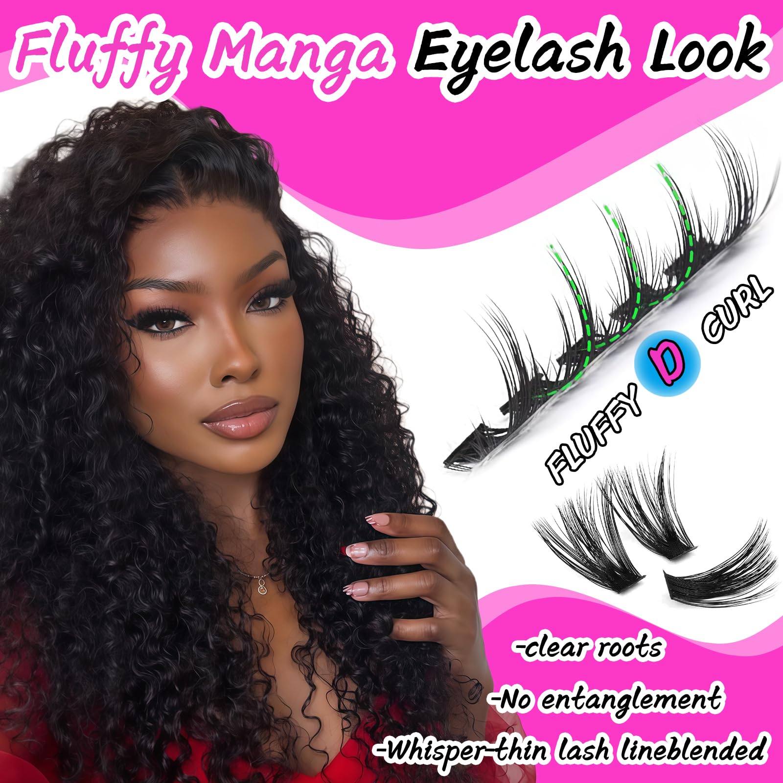 OOPPOO Manga Lash Clusters application facile pour débutants