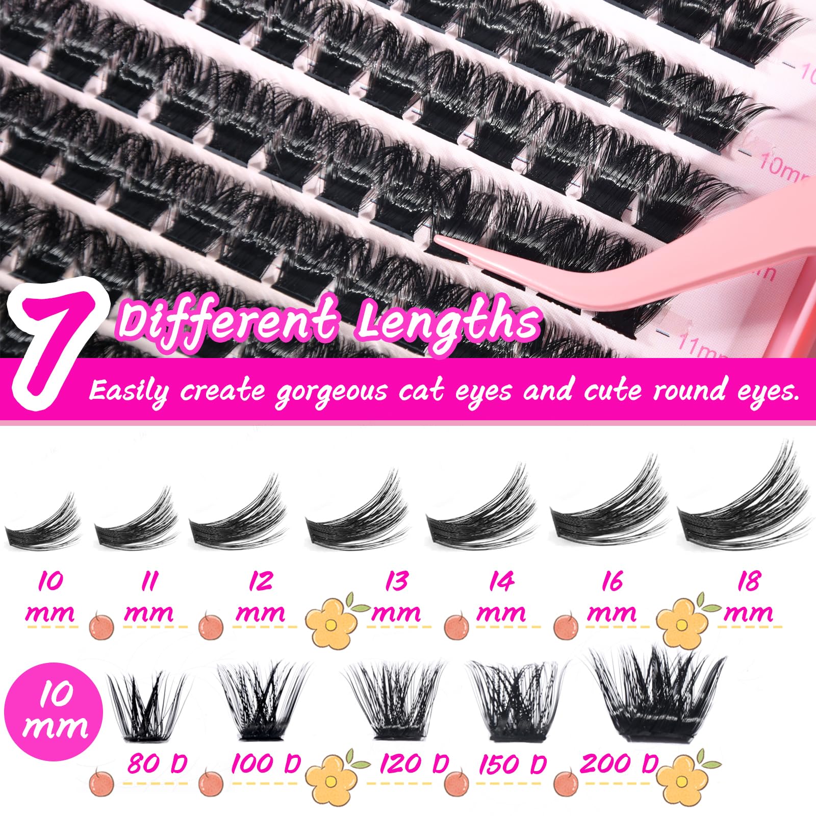 OOPPOO Manga Lash Clusters bande fine et douce pour port quotidien