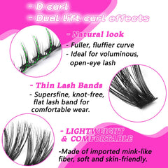 OOPPOO Manga Lash Clusters styles variés avec bandes fines et douces