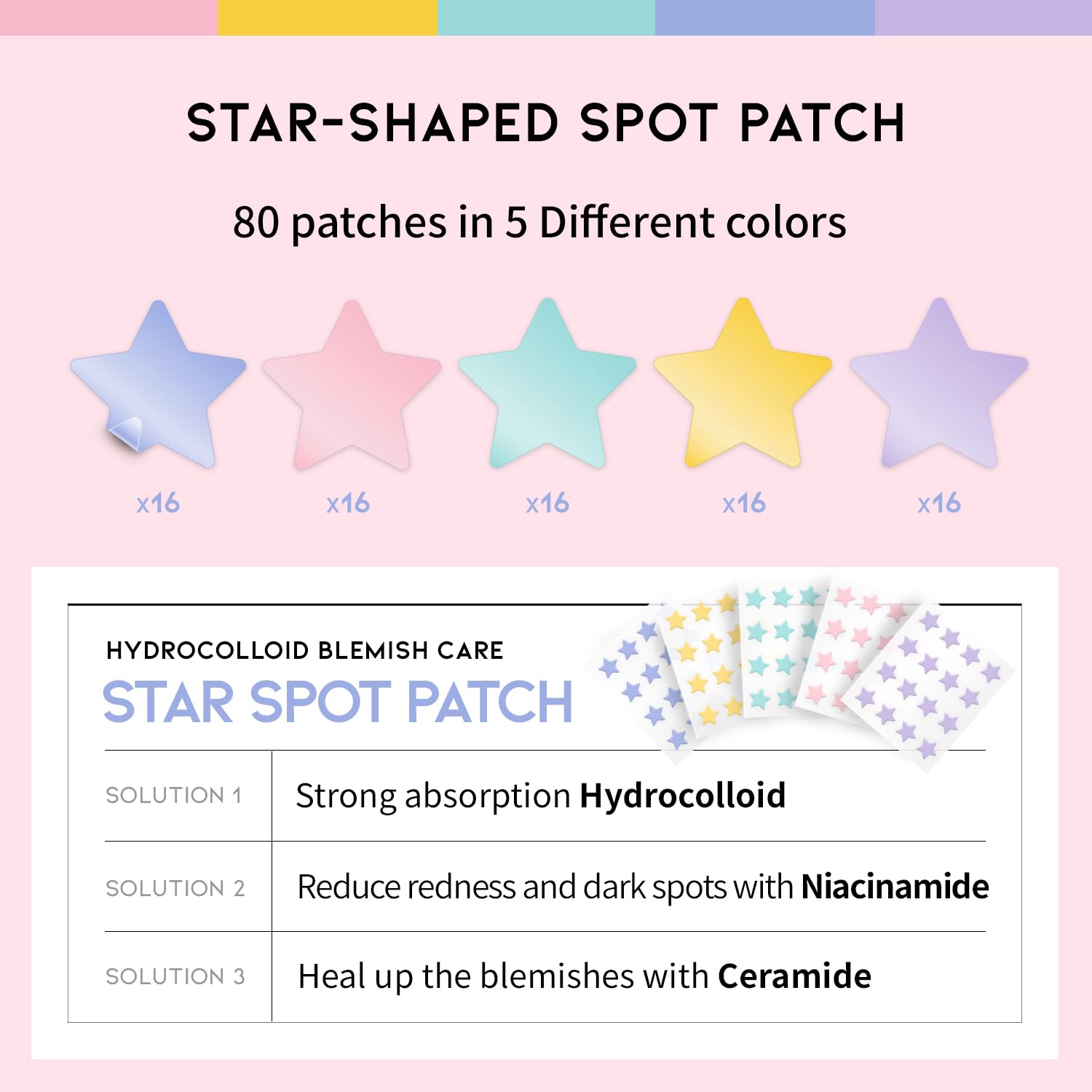 Lot de 80 patches étoiles pastel #OOTD pour routine quotidienne