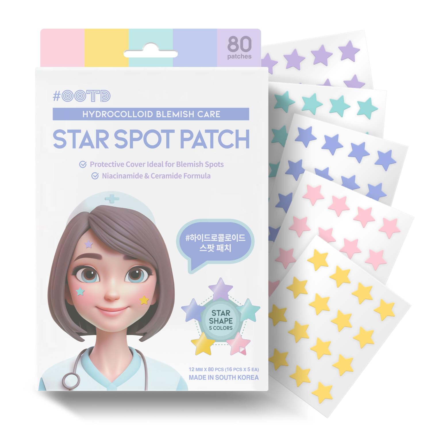 Pansements hydrocolloïdes #OOTD forme étoile pastel prêts à l'application