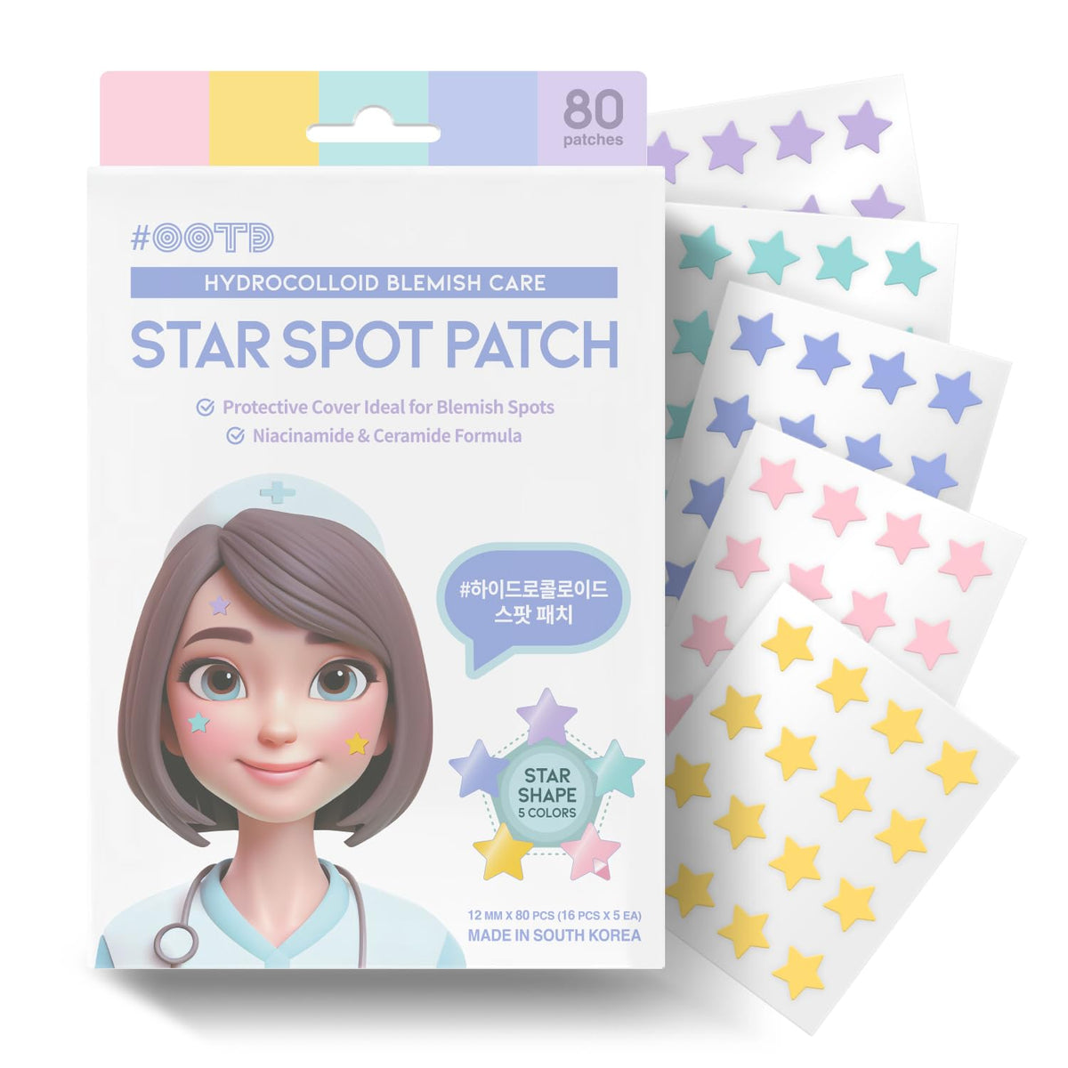 Pansements hydrocolloïdes #OOTD forme étoile pastel prêts à l'application