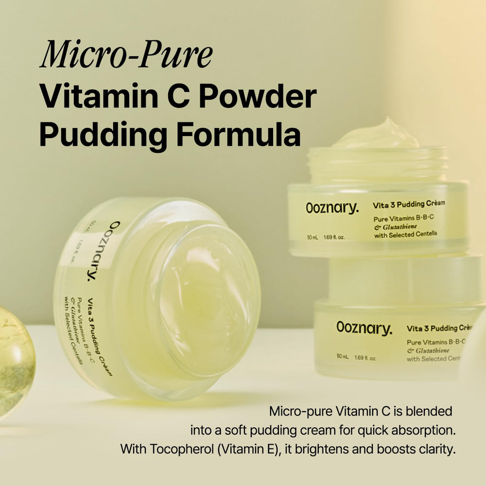 OOZNARY Vita3 Crème pudding hydratation profonde: peau douce et nourrie.